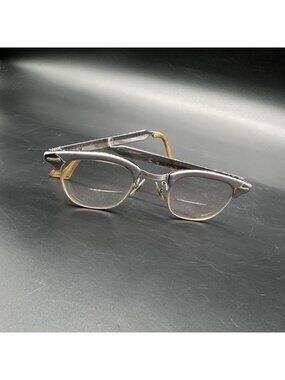 Vintage Cat Eye Eyeglasses Shuron USA Silver Aluminum Mid Century Browline READ